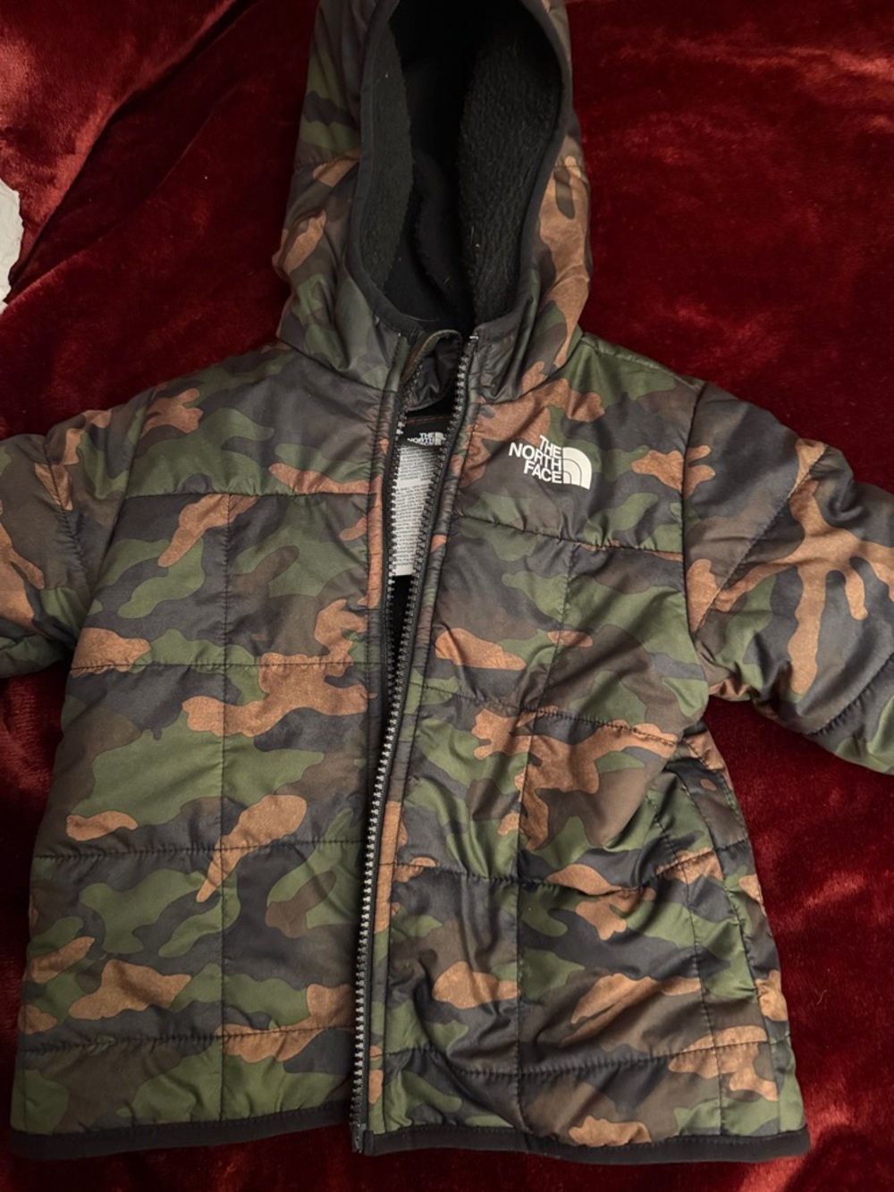 The North Face Kids Camo Hooded Puffer Jacket - Green/Brown